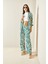 Yeşil Desenli & Dokulu Kimono Takım 5YXK8-48452-08 2