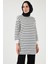 Modest Çizgili Pamuklu Regular Fit Bisiklet Yaka Tunik Bayan Tunik 5865784 2