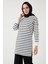 Modest Çizgili Pamuklu Regular Fit Bisiklet Yaka Tunik Bayan Tunik 5865784 8