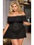 Mini Siyah Tül Dantel Büyük Beden Gecelik Xxl 2xl 3xl 4xl BG-5110 1