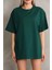 Stil Aura Unisex Bisiklet Yaka 20/1 Düz Oversize T-Shirt - Yeşil 3