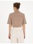 Kadın Bej Crop Top Kısa Kollu Gömlek 50284674-VR011 5