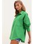 Kadın Yeşil Tek Cepli Oversize Keten Ayrobin Gömlek HZL24S-BD1201531 5