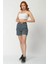 Kargo Cepli Denim Kadın Şort - Gri Gri - 28 3