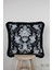 Siyah Püsküllü, Damask Desen, Dekoratif 43X43CM Kare Kırlent Kılıfı 1
