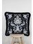 Siyah Püsküllü, Damask Desen, Dekoratif 43X43CM Kare Kırlent Kılıfı 3