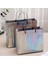 42X33X12CM Pvc Lazer Alışveriş Çantası Snap Düğmesi ile Yeniden Kullanılabilir Kadın Alışveriş Çantası Saklama Torbaları Kadın Su Geçirmez Kalın Çanta Tote Eko Çanta (Yurt Dışından) 1