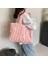 Pembe Kadın Peluş Kare Koltuk Altı Çanta Sonbahar ve Kış Kürklü Moda Omuz Çantası Büyük Kapasiteli Alışveriş Çantası Düz Renk Kabarık Çanta (Yurt Dışından) 1