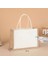 WHITE-38X27X16CM Moda Çuval Bezi Bez Çantalar Boş Jüt Plaj Alışveriş Çantası Vintage Yeniden Kullanılabilir Hediye Çanta Saplı Taşınabilir Kadın Alışveriş Çantası (Yurt Dışından) 1