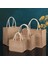 WHITE-38X27X16CM Moda Çuval Bezi Bez Çantalar Boş Jüt Plaj Alışveriş Çantası Vintage Yeniden Kullanılabilir Hediye Çanta Saplı Taşınabilir Kadın Alışveriş Çantası (Yurt Dışından) 2