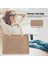 WHITE-38X27X16CM Moda Çuval Bezi Bez Çantalar Boş Jüt Plaj Alışveriş Çantası Vintage Yeniden Kullanılabilir Hediye Çanta Saplı Taşınabilir Kadın Alışveriş Çantası (Yurt Dışından) 4