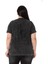 Büyük Beden Parça Boyalı Bisiklet Yaka Kavisli Yırtmaçlı Siyah T-Shirt 3