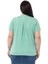 Büyük Beden Parça Boyalı Bisiklet Yaka Kavisli Yırtmaçlı Yeşil T-Shirt 3