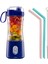 Smoothie ve Shaker Için Taşınabilir Kişis Blender - Yeniden Kullanılabilir Silikon Pipetler Dahil USB Şarj Edilebilir Meyve Sıkacağı Bardağı Mavi (Yurt Dışından) 1