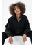 Oversize Kadın Dik Yaka Uzun Kol Siyah Tracktop 22176 4
