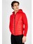 SlimFit Erkek Kapşonlu Uzun Kol Basic Kırmızı Ceket 17425 1