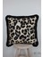 Siyah Püsküllü, Leopar Desen, Dekoratif 43X43CM Kare Kırlent Kılıfı 1
