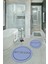 Dijital Baskılı Kaymaz Yıkanabilir Bathroom Yuvarlak Ikili Banyo Takımı, N-Y-Klozet-06-Mavi, 4
