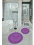 Dijital Baskılı Kaymaz Yıkanabilir Ayak Desen Yuvarlak Ikili Banyo Takımı, N-Y-Klozet-18-Mor, 2