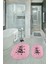 Dijital Baskılı Kaymaz Yıkanabilir Bath Oval Banyo Takımı Klozet Takımı, N-O-Klozet-09-Pembe, 3