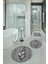 3D Dijital Baskılı Kaymaz Taban Yıkanabilir Yuvarlak Ikili Banyo Takımı, N-Y-Klozet-15-Gri, 2