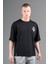 Oversize Erkek Bisiklet Yaka Siyah T-shirt 1