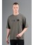 Oversize Erkek Bisiklet Yaka Haki T-shirt 1