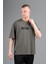 Oversize Erkek Bisiklet Yaka Haki T-shirt 3