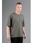 Oversize Erkek Bisiklet Yaka Haki T-shirt 4