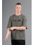 Oversize Erkek Bisiklet Yaka Haki T-shirt 5