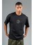 Oversize Erkek Bisiklet Yaka Siyah- T-shirt 1