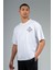 Oversize Erkek Bisiklet Yaka Beyaz T-shirt 1
