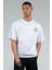 Oversize Erkek Bisiklet Yaka Beyaz T-shirt 3