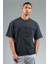 Oversize Erkek Bisiklet Yaka Siyah- T-shirt 1
