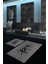 Dijital Baskılı Kaymaz Yıkanabilir Bath Ikili Banyo Takımı Klozet Takımı, N-Klozet-09-Gri, 4