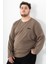 Büyük Beden Erkek Bisiklet Yaka Reglan Kol Kakao Sweatshirt 22421 1