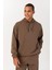 Oversize Erkek Kapşonlu Düşük Kol Kakao Sweatshirt 22465 1