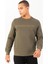 Sportswear Comfort Erkek Bisiklet Yaka Takma Kol Basic Açık Haki Sweatshirt 21836 1