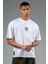 Oversize Erkek Bisiklet Yaka Beyaz- T-shirt 1