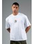 Oversize Erkek Bisiklet Yaka Beyaz- T-shirt 4