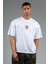 Oversize Erkek Bisiklet Yaka Beyaz- T-shirt 5
