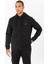 Regular Erkek Kapşonlu Takma Kol Siyah Sweatshirt 22482 3