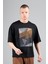 Oversize Erkek Bisiklet Yaka Siyah- T-shirt 1