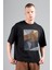 Oversize Erkek Bisiklet Yaka Siyah- T-shirt 4