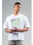 Oversize Erkek Bisiklet Yaka Beyaz T-shirt 1