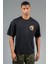 Oversize Erkek Bisiklet Yaka Siyah- T-shirt 1