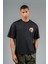 Oversize Erkek Bisiklet Yaka Siyah- T-shirt 4