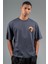 Oversize Erkek Bisiklet Yaka Antrasit- T-shirt 1