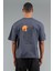 Oversize Erkek Bisiklet Yaka Antrasit- T-shirt 2