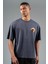 Oversize Erkek Bisiklet Yaka Antrasit- T-shirt 3